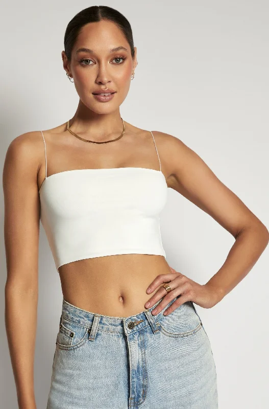 Sleeveless Women's Linen Crop Top in Natural for a Breathable and Casual Summer StyleYvonne Cami Crop Top - White Sleeveless Women's Linen Crop Top in Natural for a Breathable and Casual Summer StyleYvonne Cami Crop Top - White